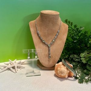 Peridot green & silver tone color jewelry set